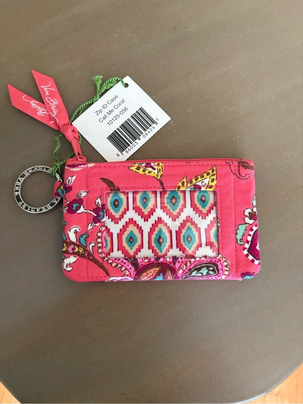 Vera Bradley Coral Floral & Geo Zip ID Case